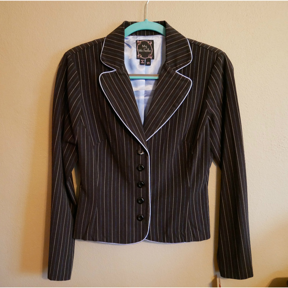 My Michelle Jackets & Blazers - NWT blazer / suit jacket black with blue pinstripe My Michelle Jackets & Blazers - NWT blazer / suit jacket black with blue pinstripe